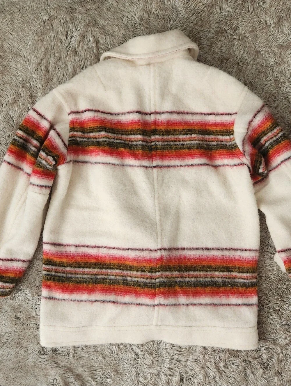 Free People Henri Wool Stripe Coat Red and‎ White Striped Women's Size Medium